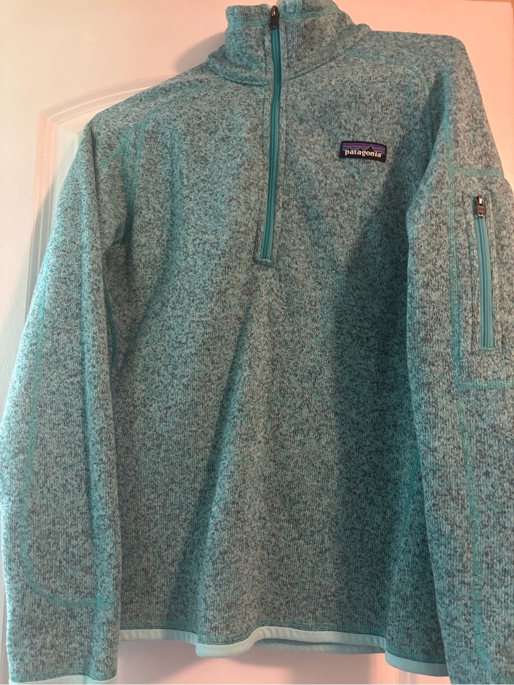 Patagonia Women’s Light Teal Quarter-Zip Sweater